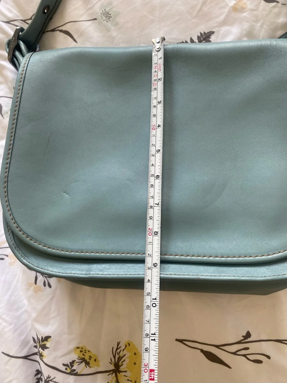 Vintage Coach Women’s Blue Gray Soft Leather Crossbody Saddle Bag - Picture 8 of 9